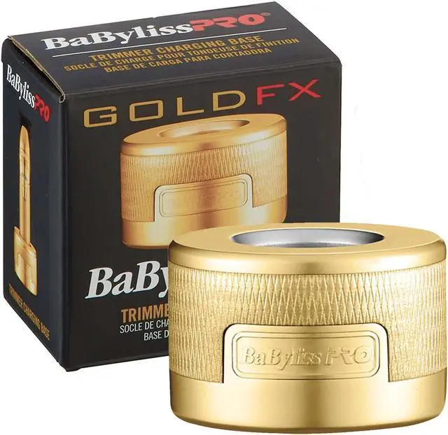 Alt view image 7 of 7 - BaByliss Pro GOLDFX Collection Metal Lithium Outlining Trimmer & Double Foil Shaver #FXHOLPK2GN with Babyliss Pro Gold FX Trimmer Charging Base fits FX787 Trimmers