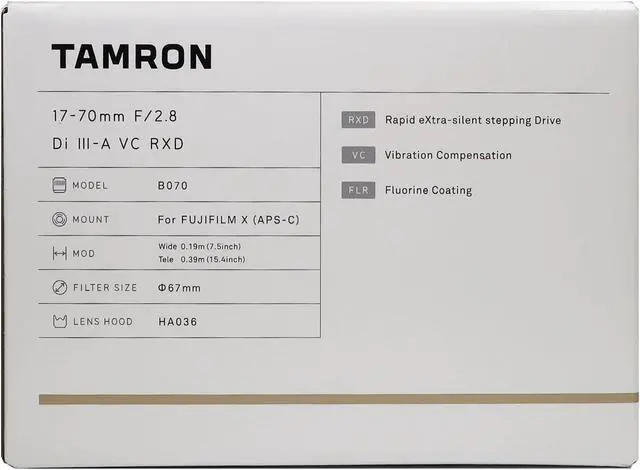 Alt view image 9 of 20 - Tamron 17-70mm F/2.8 Di III-A RXD for APS-C Fujifilm Mirrorless Cameras