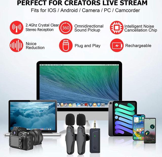 Alt view image 6 of 7 - Vidpro Dual Wireless Microphone System for iPhone & Android Smartphones Pro Audio Kit for Youtubers