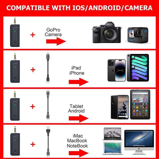 Alt view image 7 of 7 - Vidpro Dual Wireless Microphone System for iPhone & Android Smartphones Pro Audio Kit for Youtubers