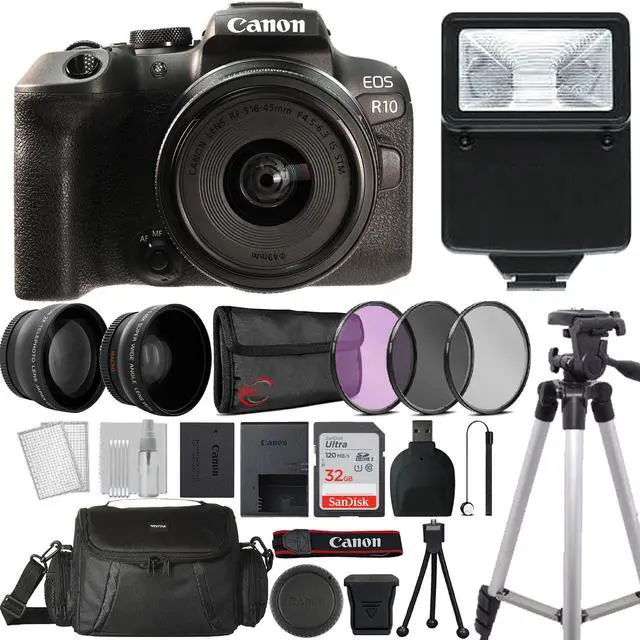 Main image of Canon EOS R10 Mirrorless Camera with 18-45mm Lens Professional Accessory Kit