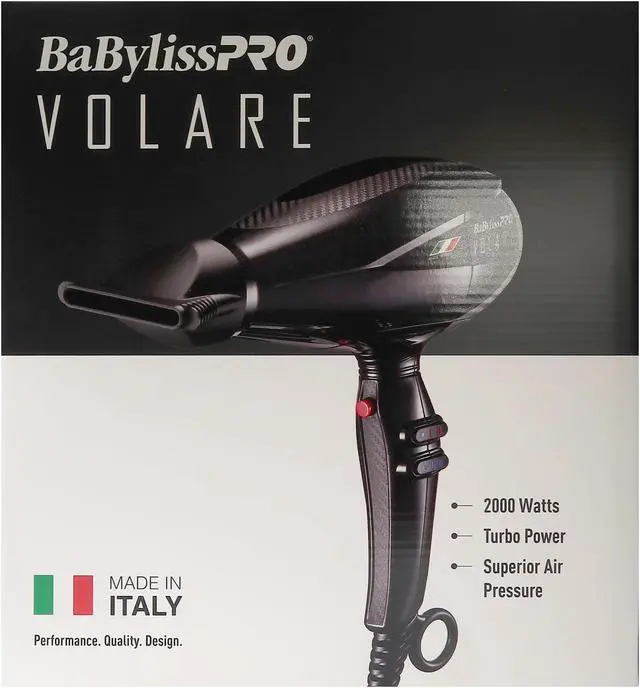 Alt view image 5 of 6 - BaByliss Pro Volare Nano Titanium Professional Quality Italian Performance Hair Dryer 2000-Watt Blow Dryer (Black) #BVOL1