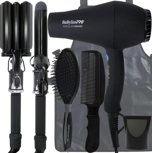 BaByliss Pro Porcelain Ceramic Dryer, Waver, Curling Iron Gift Box Black  #BPPP7 with Accessories