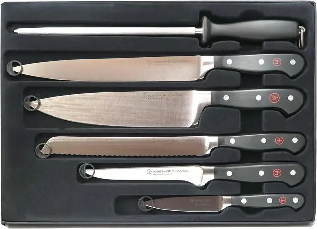 Alt view image 5 of 5 - Wusthof Classic Six Piece Cook's Set 1120160602 with 6" Cleaver Knive Black