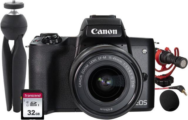 Canon EOS M50 Mark II Mirrorless Digital Camera with 15-45mm Lens (Black)  Premium Vlogger Kit 