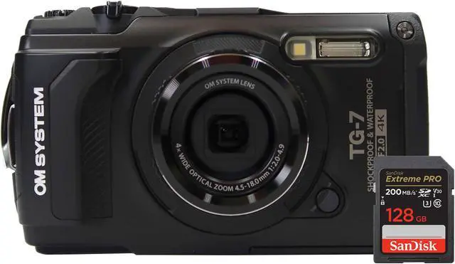 Main image of OM SYSTEM Tough TG-7 Digital Camera (Black) with SanDisk Extreme Pro 128GB SDXC Memory Card