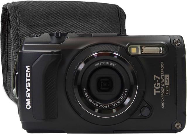 OM SYSTEM Tough TG-7 Digital Camera (Black) with Small Camcorder