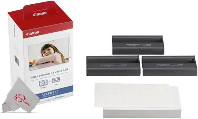 Alt view image 6 of 7 - Canon SELPHY CP1500 Compact Photo Printer (Black) with KP-108IN Selphy Color Ink 4x6 Paper Set 3115B001