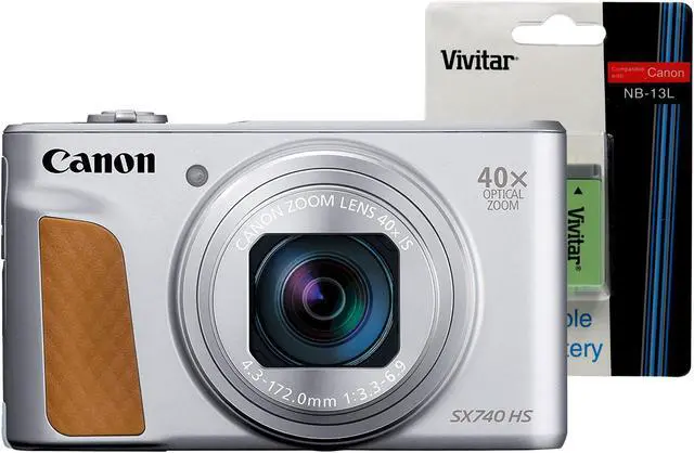 Main image of Canon PowerShot SX740 Bluetooth Wi-fi Digital Camera Silver with Replacement Battery