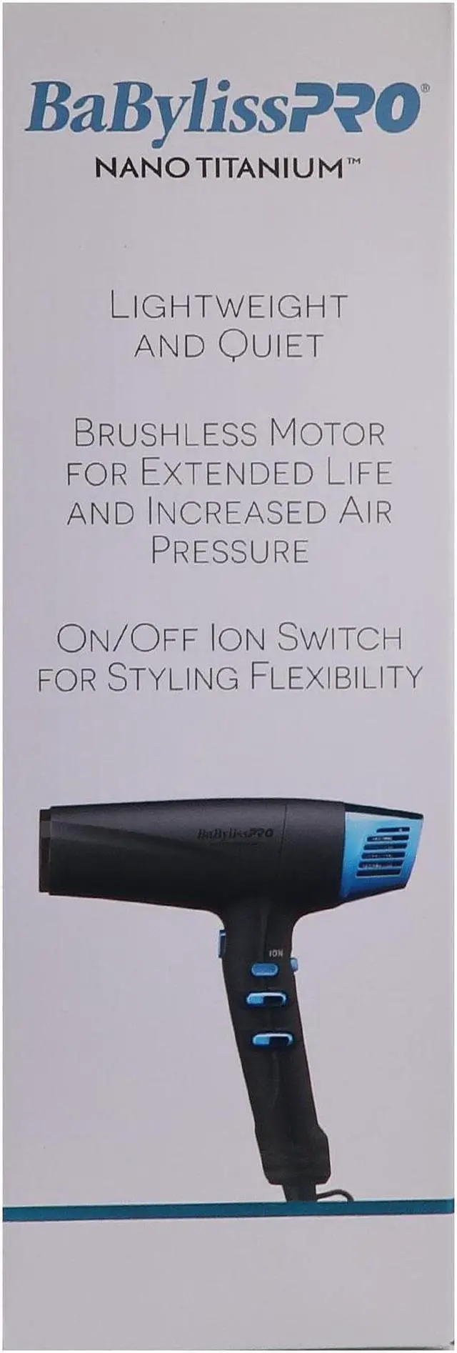 Alt view image 7 of 7 - BaByliss Pro Limited-Edition Nano Titanium Professional High-Speed Dual Ionic Dryer Black & Blue #BNTMB9100