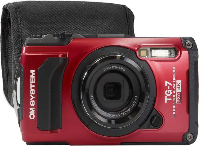 Main image of Olympus OM SYSTEM Tough TG-7 Digital Camera (Red) with Small Camcorder Case