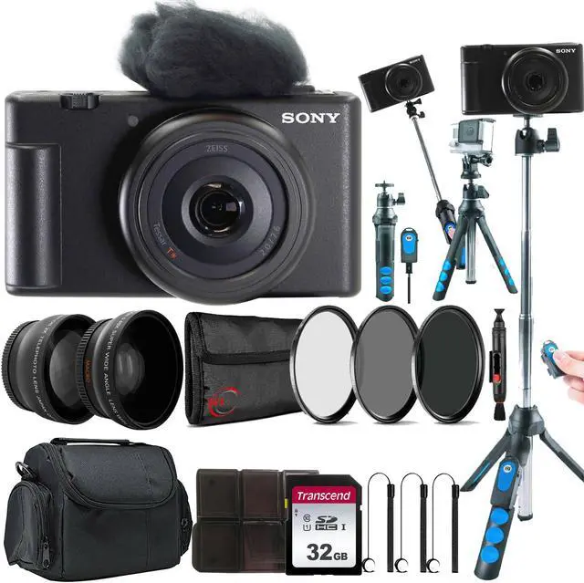 Main image of Sony ZV-1F Vlogging Camera for Content Creators and Vloggers (Black) with Complete Accessory Bundle