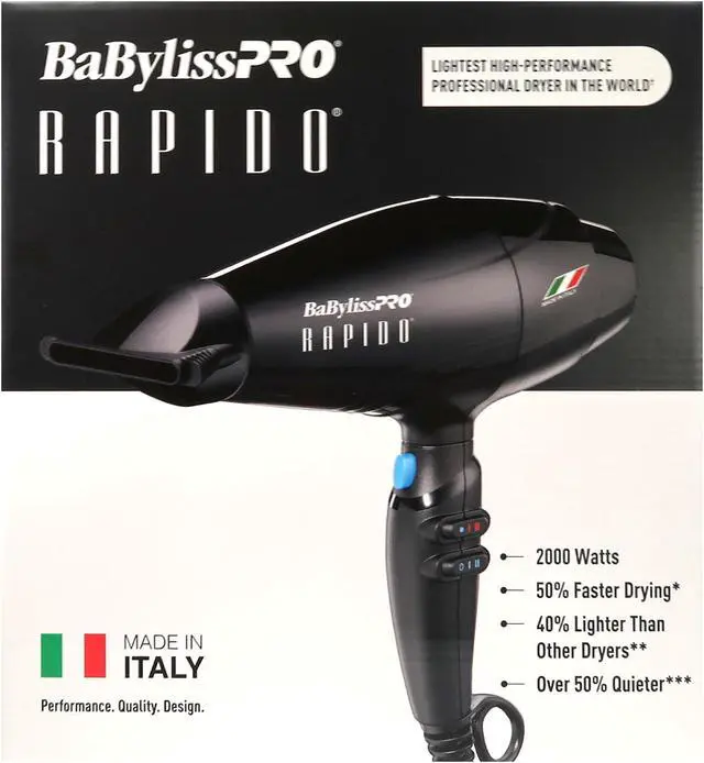 Alt view image 4 of 7 - BaByliss Pro Nano Titanium Italian Performance Hair Dryer Blow Dryer BRAP1 with Porcelain Ceramic Straightening Iron 1" BABP9557UC and Ergo-Grip Brush