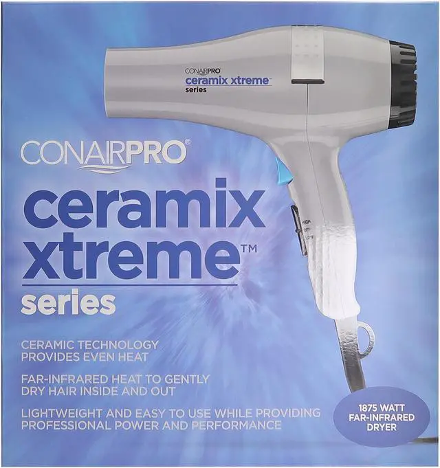Alt view image 4 of 7 - Conair Pro Ceramix Xtreme Series Lightweight 1875W Hair Dryer with Conair Pro Ergo-Grip Vented Brush Collection Ergonomically Designed for Blow Drying