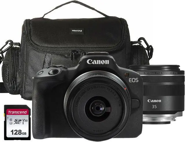 Main image of Canon EOS R50 Mirrorless Camera with 18-45mm Lens Black with Canon RF 35mm f/1.8 IS Macro STM Lens Kit