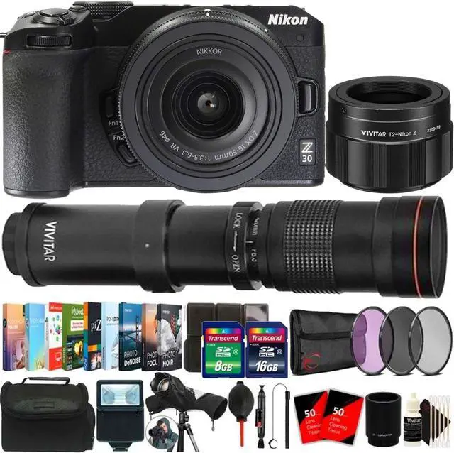 Main image of Nikon Z30 20.2MP APS-C Mirrorless Camera with DX 16-50mm Lens (Black) 420-800mm Lens Bird Watching Kit