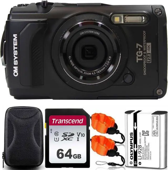 Main image of OM SYSTEM Tough TG-7 Digital Camera Black with 64GB Memory Card Accessory Bundle