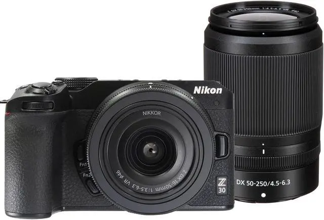 Alt view image 2 of 7 - Nikon Z30 Mirrorless Camera with 16-50mm and 50-250mm Lenses (Black) + DSLR Sling Backpack + Professional Tripod