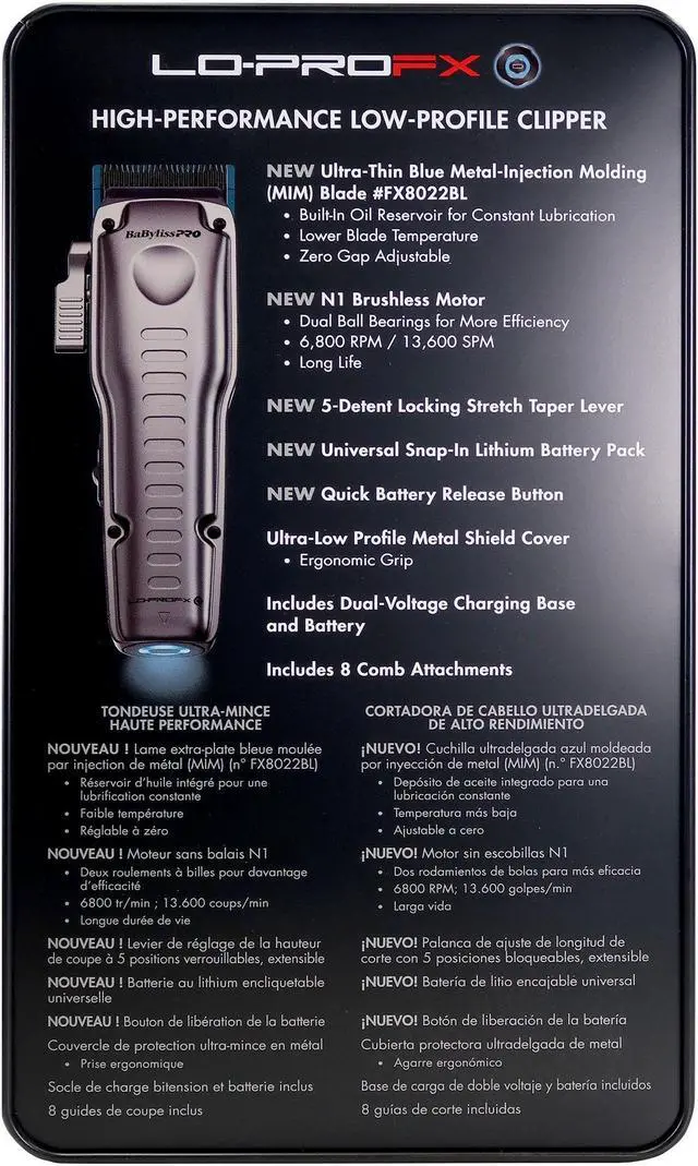 Alt view image 4 of 7 - BaByliss Pro FXONE LO-PROFX High-Performance Low-Profile Clipper #FX829 with BaByliss Pro FXONE LO-PROFX High-Performance Low-Profile Trimmer #FX729