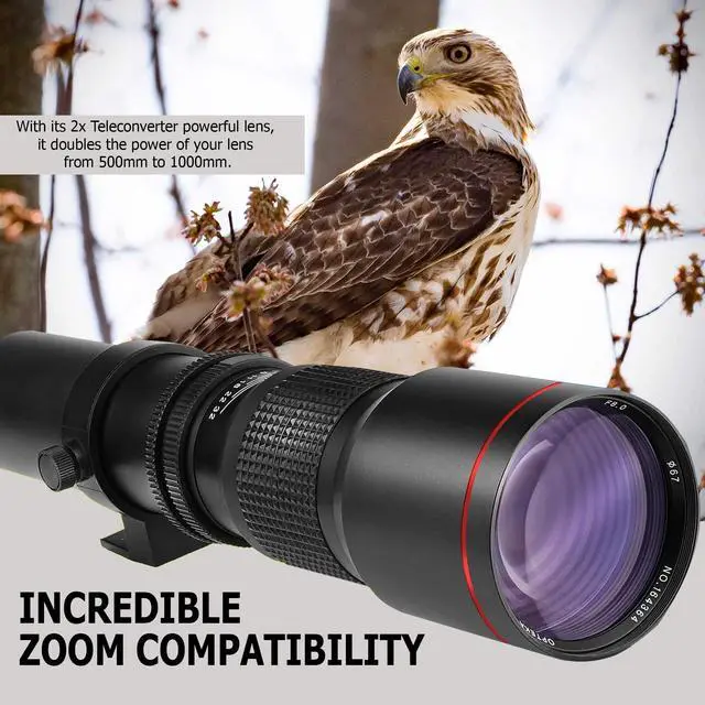 Alt view image 4 of 7 - Bower 500mm/1000mm f/8 Manual Super Telephoto Lens for Canon EOS R100 R10 R50 R6 R7 EOS R RP