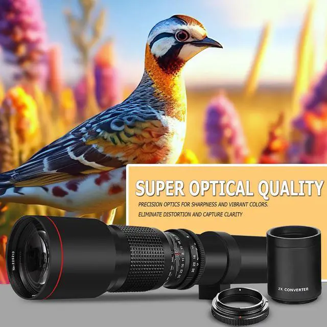 Alt view image 5 of 7 - Bower 500mm/1000mm f/8 Manual Super Telephoto Lens for Canon EOS R100 R10 R50 R6 R7 EOS R RP