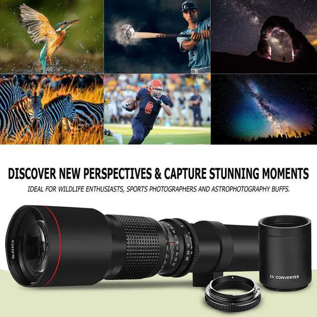 Alt view image 6 of 7 - Bower 500mm/1000mm f/8 Manual Super Telephoto Lens for Canon EOS R100 R10 R50 R6 R7 EOS R RP