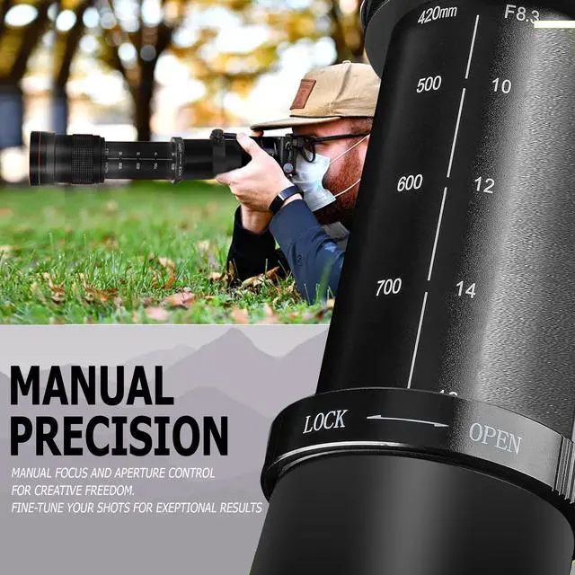 Alt view image 3 of 7 - Vivitar 420-1600mm f/8.3 HD Manual Super Telephoto Zoom Lens for Canon EOS Rebel T7 T8i 5D IV 6D II 90D T100 SL3