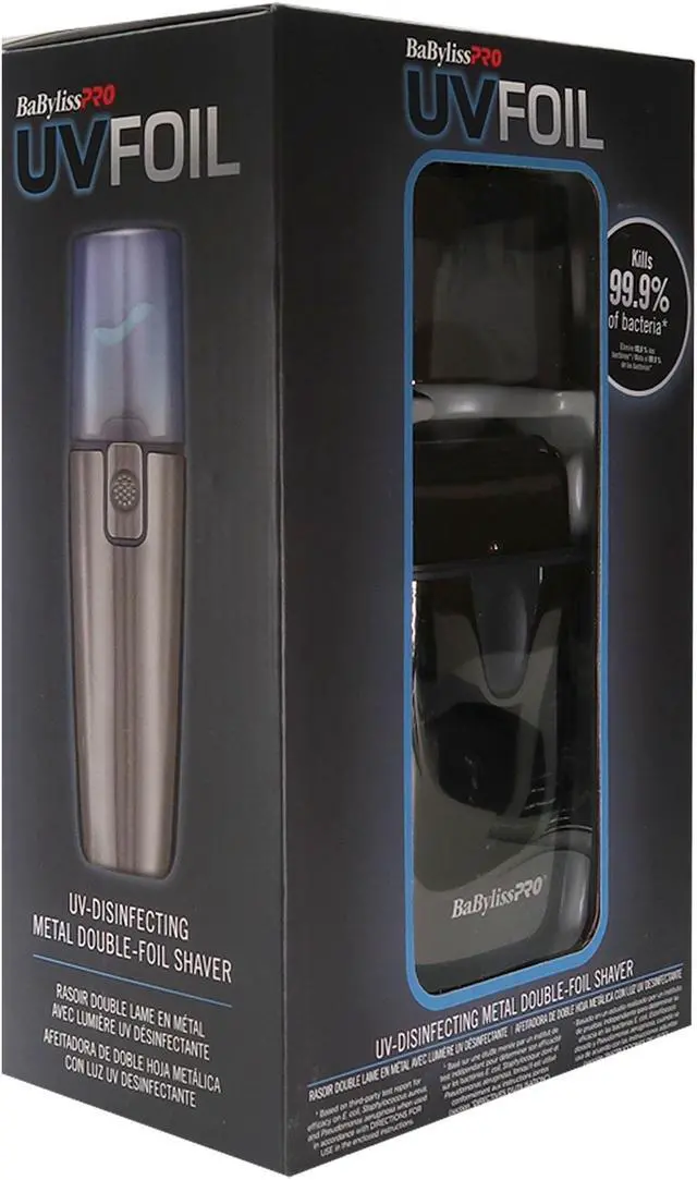 Alt view image 3 of 10 - BaByliss Pro UVFOIL UV-Disinfecting Metal Double Foil Shaver #FXLFS2 (Black)