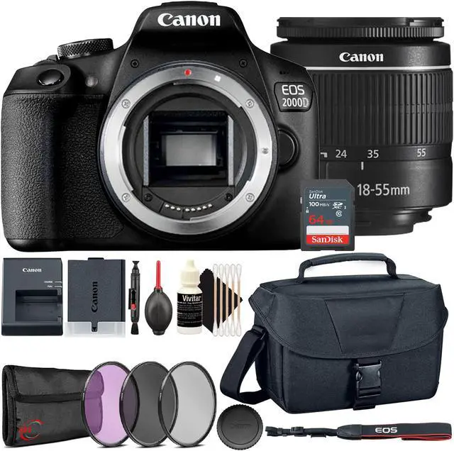 Alt view image 5 of 11 - Canon EOS 2000D / Rebel T7 DSLR Camera + 18-55mm Lens, 58mm Filters  Starter Bundle