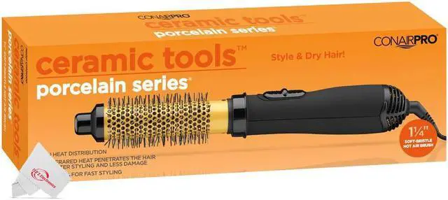 Alt view image 5 of 6 - Conair Pro Ceramic Tools Porcelain Series 1.25" Soft-Bristle Hot Air Brush and Conair Pro Ceramic Tools Large Round Brush 2½" #CPBCTR25