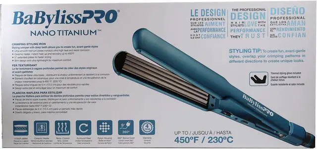 Alt view image 6 of 7 - Babyliss Pro Nano Titanium Crimper Styling Iron 1 1/2" BNTCRL3073TUC with Conair Pro Ergo-Grip Vented Brush