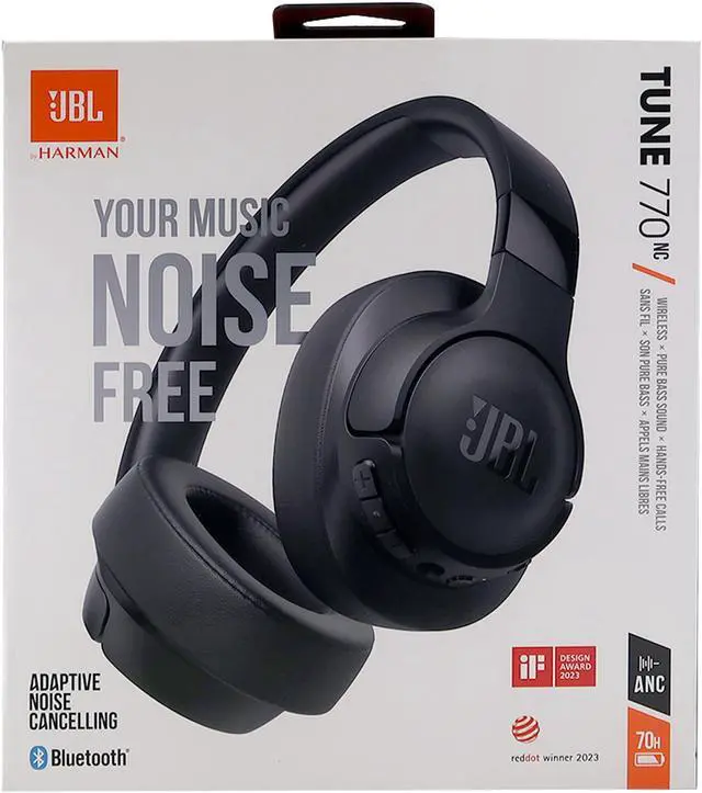 Alt view image 12 of 20 - JBL T770NCBLK Tune 770NC Wireless Over-Ear Headphones - Black