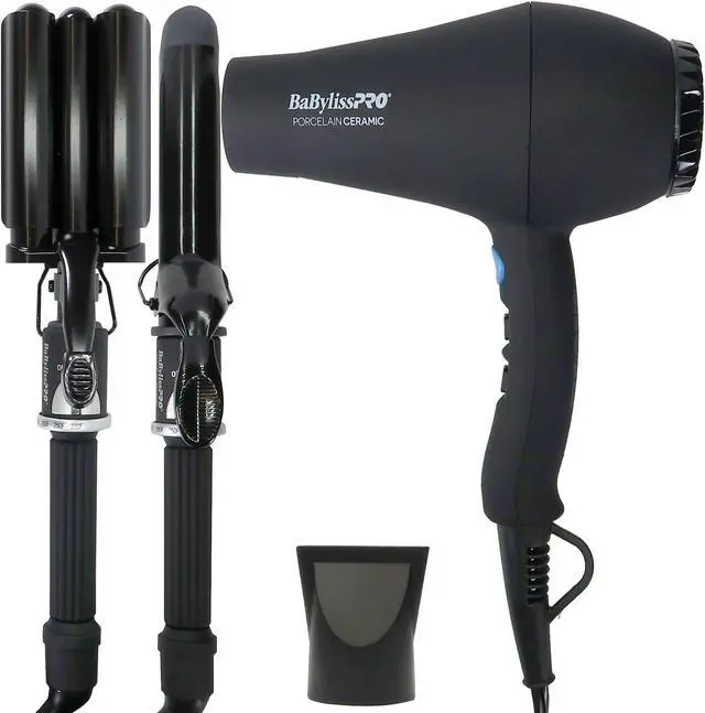 Alt view image 2 of 7 - BaByliss Pro Porcelain Ceramic Gift Box (Dryer, Waver, Curling Iron) Black #BPPP7 and BaByliss Pro Studio Design Series 1.25 Inch Crimpcurl #BCI005UC