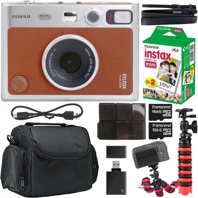 Main image of FUJIFILM INSTAX MINI EVO Hybrid Instant Camera (Brown) Accessory Bundle