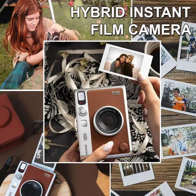 Alt view image 2 of 7 - FUJIFILM INSTAX MINI EVO Hybrid Instant Camera (Brown) + 4x Fujifilm 2x10 Film Mini Instax Film Bundle