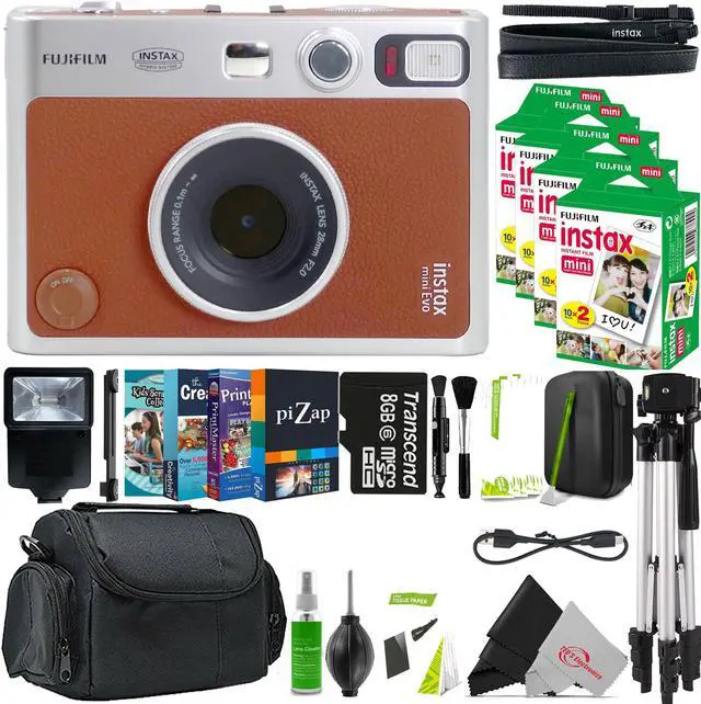 Main image of FUJIFILM INSTAX MINI EVO Hybrid Instant Camera (Brown) + All You Need Accessory Bundle