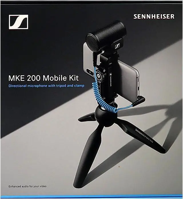 Alt view image 2 of 7 - Sennheiser Pro Audio Sennheiser Professional MKE 200 + Mobile Kit, Directional On-Camera Microphone with Smartphone Clamp & Manfrotto PIXI Mini Tripod