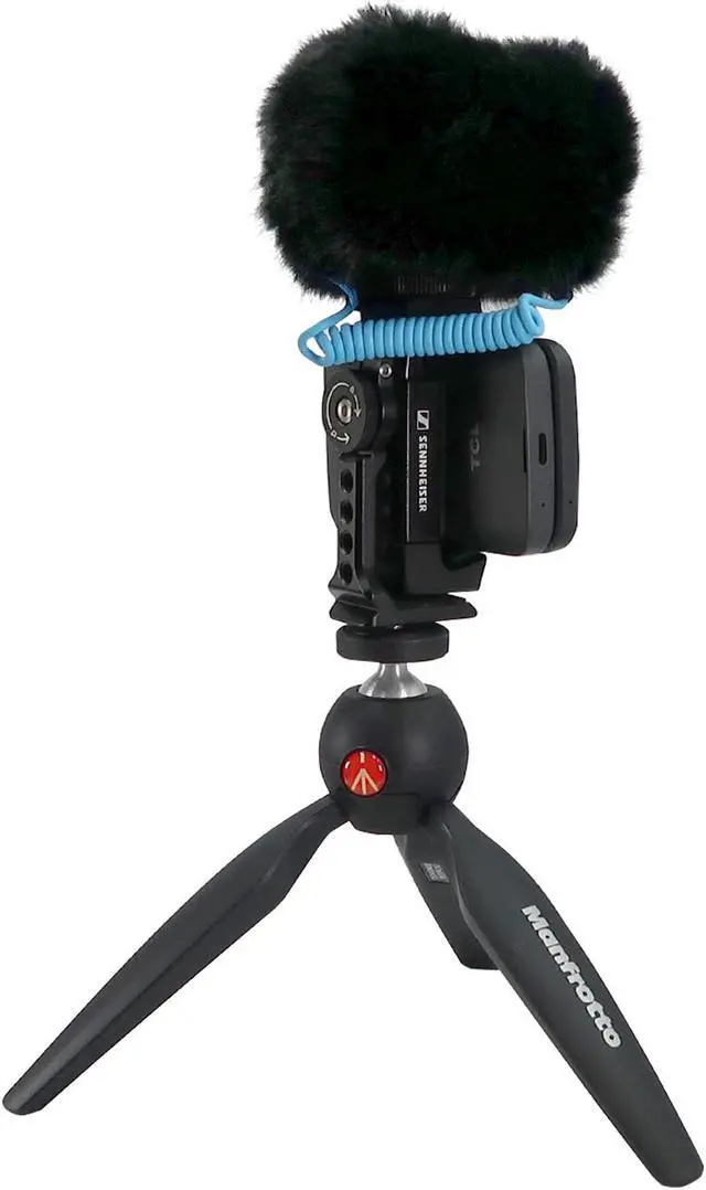 Alt view image 6 of 7 - Sennheiser Pro Audio Sennheiser Professional MKE 200 + Mobile Kit, Directional On-Camera Microphone with Smartphone Clamp & Manfrotto PIXI Mini Tripod