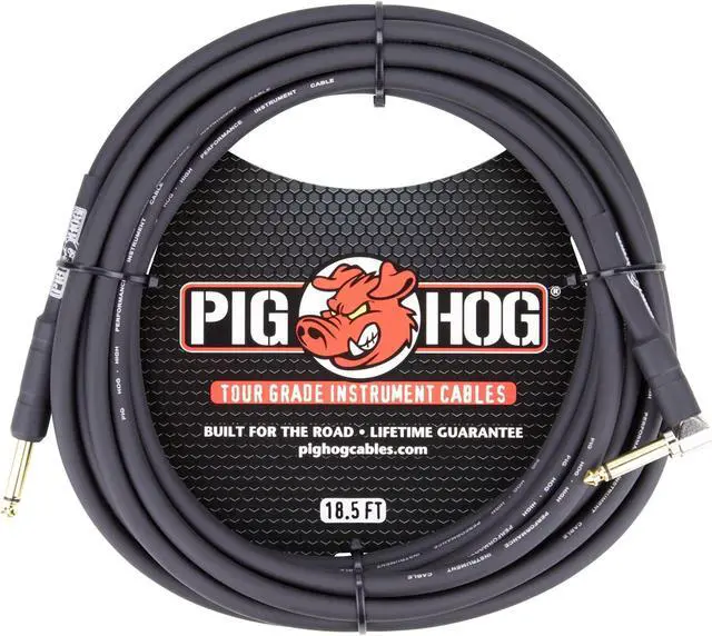 Alt view image 2 of 3 - PigHog Cables Tour Grade 18.5ft 1/4"-1/4" Cables - Straight to Right Angle- 2 Count