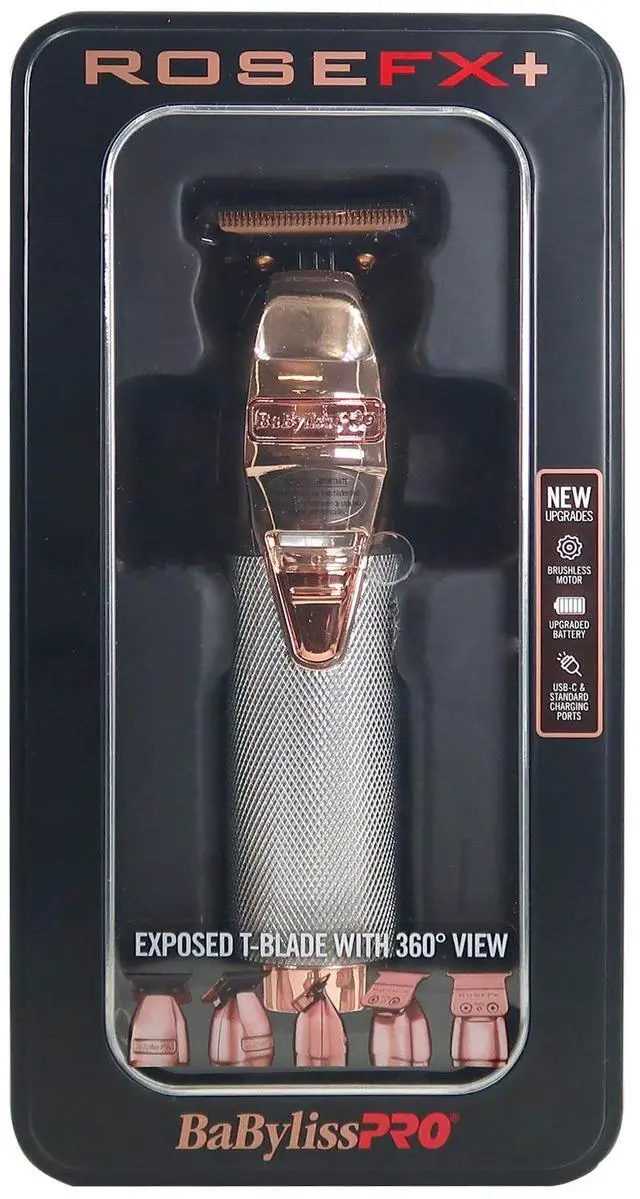 Alt view image 3 of 5 - BaByliss Pro ROSEFX+ Professional Cord/Cordless All-Metal Lithium Outlining Trimmer Rose Gold #FX787NRG