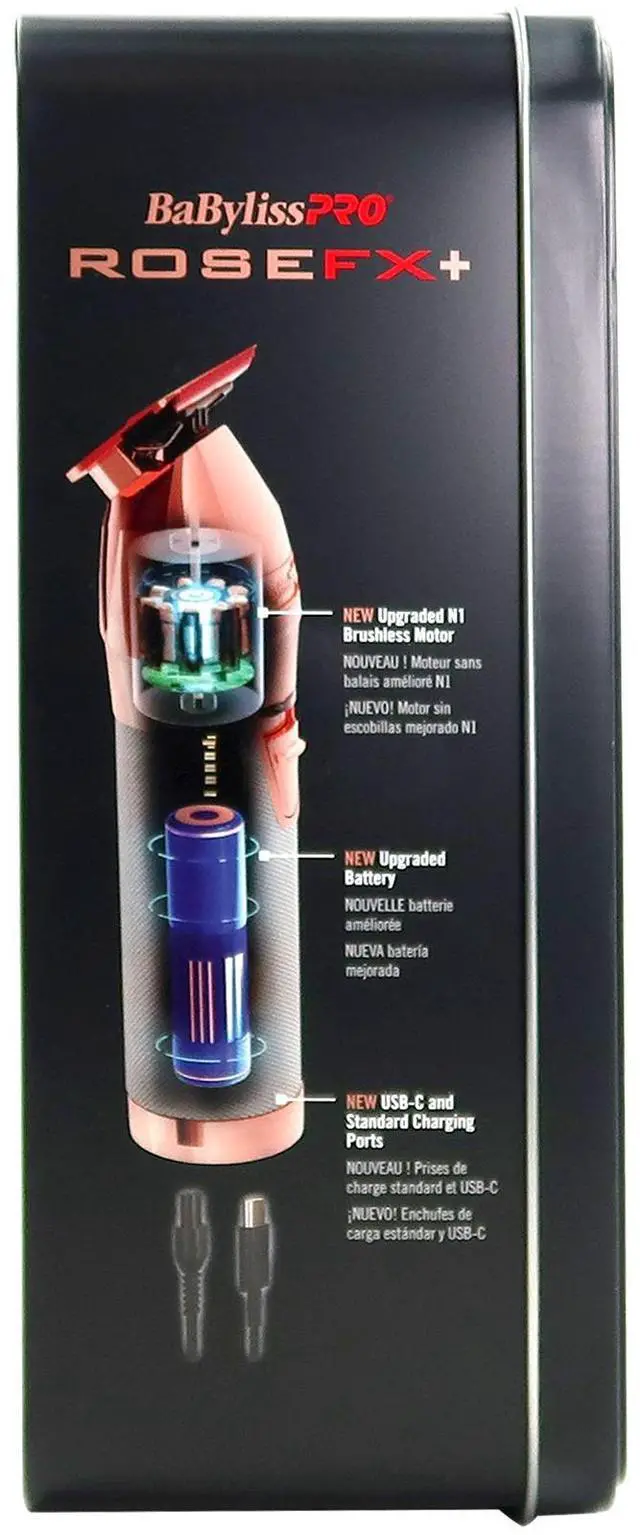 Alt view image 5 of 5 - BaByliss Pro ROSEFX+ Professional Cord/Cordless All-Metal Lithium Outlining Trimmer Rose Gold #FX787NRG