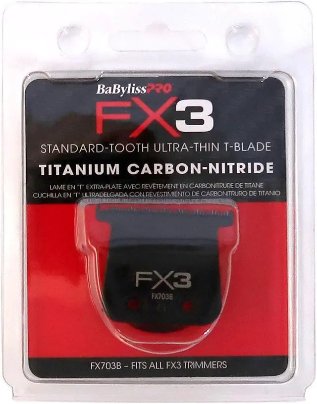 Alt view image 2 of 3 - BaByliss Pro FX3 Titanium Carbon-Nitride Standard-Tooth Ultra-Thin Replacement T-Blade #FX703B