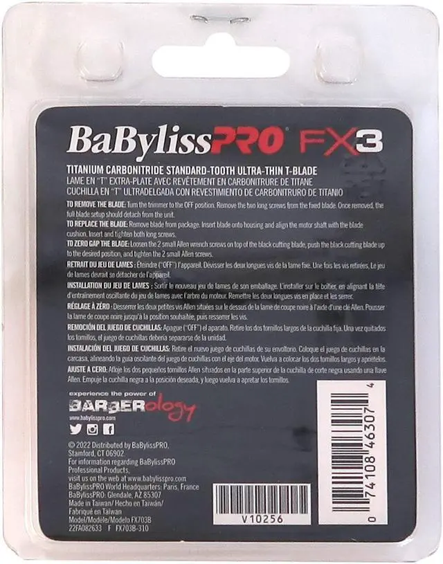 Alt view image 3 of 3 - BaByliss Pro FX3 Titanium Carbon-Nitride Standard-Tooth Ultra-Thin Replacement T-Blade #FX703B