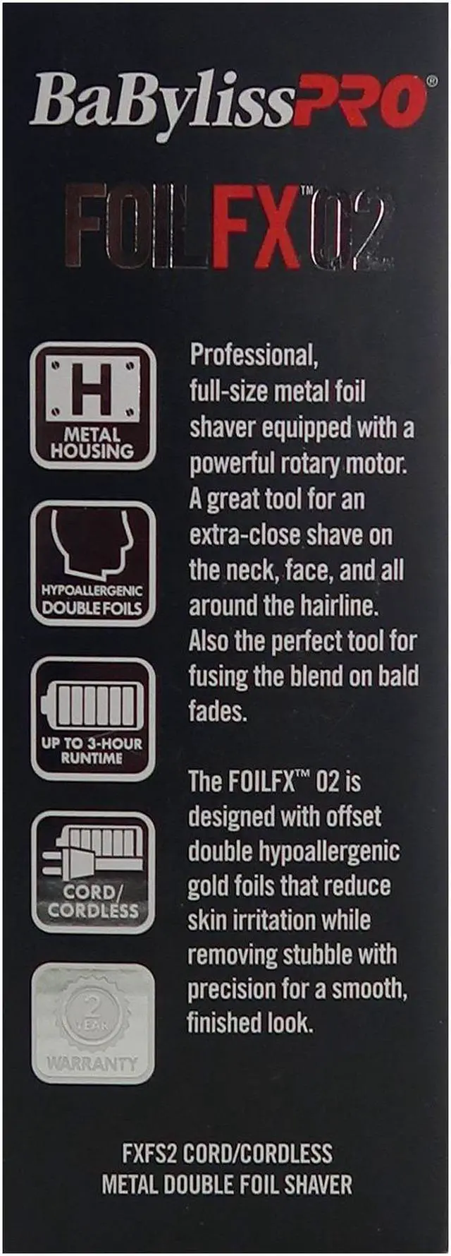 Alt view image 12 of 12 - BaByliss PRO FOILFX02 Cordless Metal SILVER Double Foil Shaver FXFS2S-SILVER