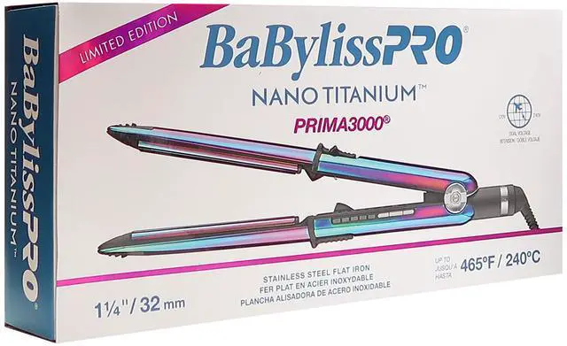 Alt view image 3 of 6 - BaByliss Pro LIMITED EDITION Iridescent  Nano Titanium Prima 3000 Stainless Steel Flat Iron Iridescent - 1¼" Styling Iron   BNTRB3000TUC