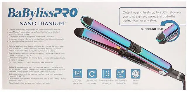 Alt view image 4 of 6 - BaByliss Pro LIMITED EDITION Iridescent  Nano Titanium Prima 3000 Stainless Steel Flat Iron Iridescent - 1¼" Styling Iron   BNTRB3000TUC
