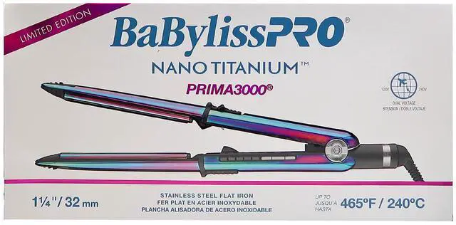 Alt view image 6 of 6 - BaByliss Pro LIMITED EDITION Iridescent  Nano Titanium Prima 3000 Stainless Steel Flat Iron Iridescent - 1¼" Styling Iron   BNTRB3000TUC