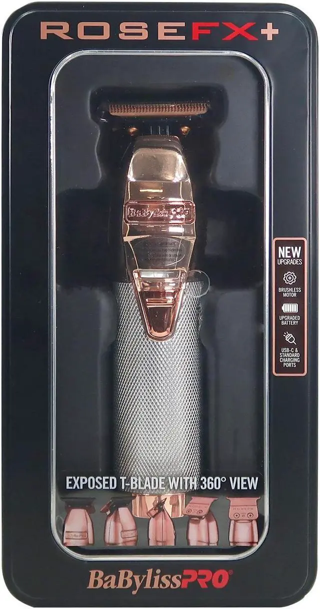 Alt view image 4 of 7 - BaByliss Pro ROSEFX+ Cord/Cordless All-Metal Lithium Outlining Trimmer Rose Gold #FX787NRG with FX707RG2 Replacement Deep Tooth T-Blade 2.0MM Rose Gold