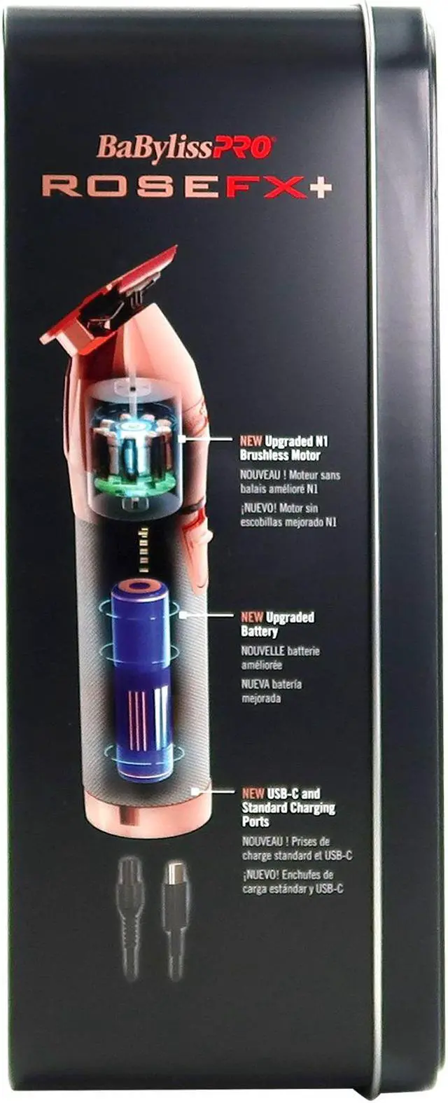 Alt view image 6 of 7 - BaByliss Pro ROSEFX+ Cord/Cordless All-Metal Lithium Outlining Trimmer Rose Gold #FX787NRG with FX707RG2 Replacement Deep Tooth T-Blade 2.0MM Rose Gold