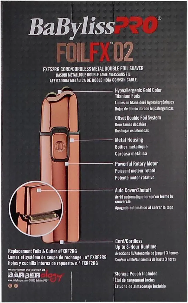 Alt view image 5 of 7 - BaByliss Pro Cordless Metal Double Foil Shaver FXFS2RG Rose Gold + Babyliss Pro Foil Shaver Replacement Power Cord Charger For FXFS2 Double Foil Shaver + Barber Apron